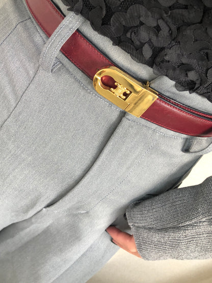 CELINE Triomphe 皮革腰帶 紅色 復古 mfvgj8 