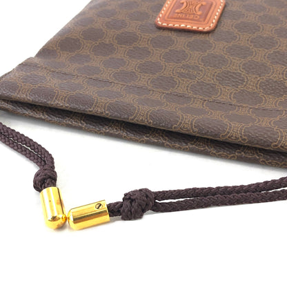 CELINE Macadam Blason Drawstring Pouch Brown Vintage 7cyj7d