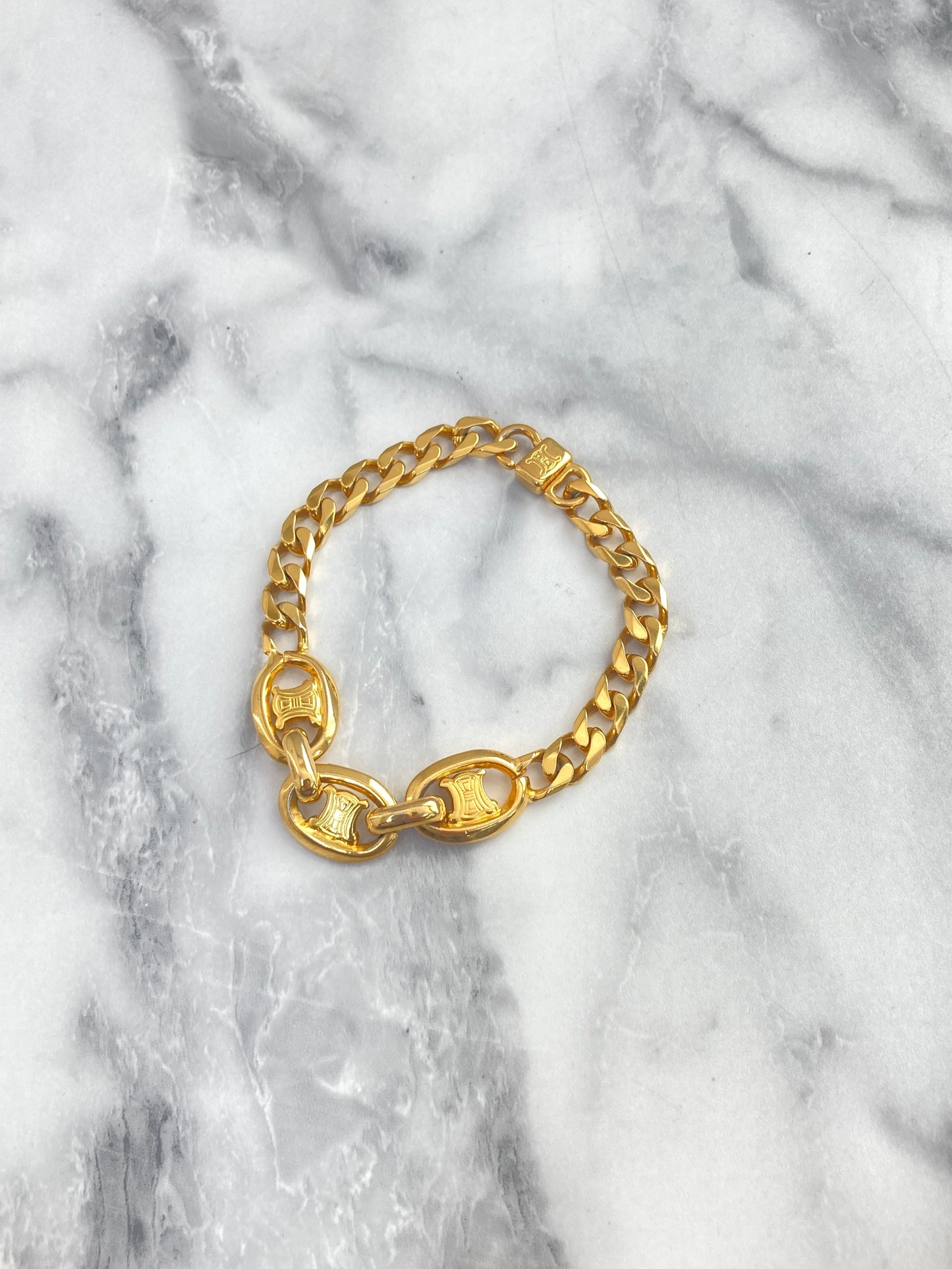 CELINE Blason Bracelet Gold Vintage ep5m5w