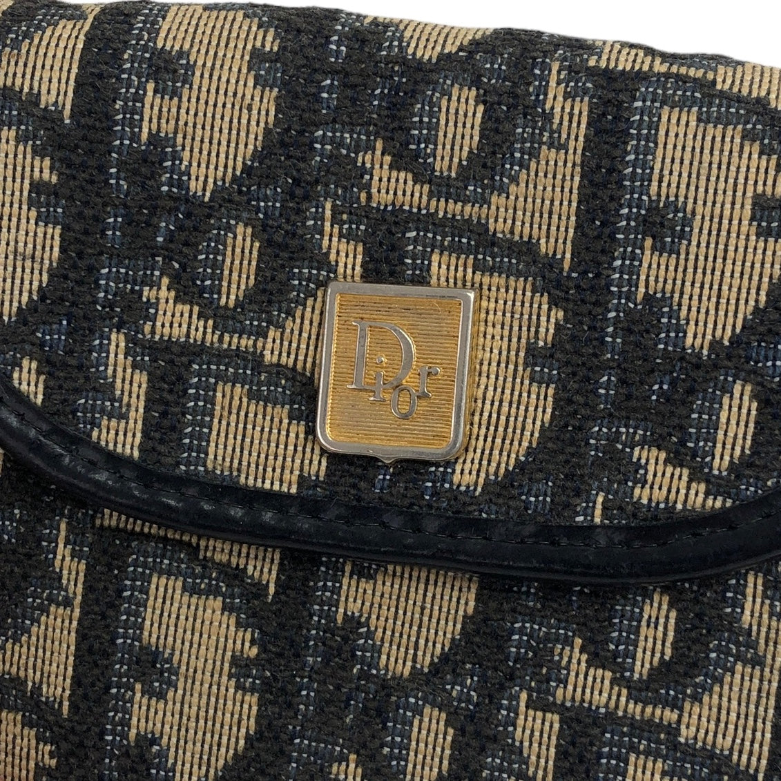 Christian Dior Trotter Jacquard Coin Purse Navy Vintage f3tafa