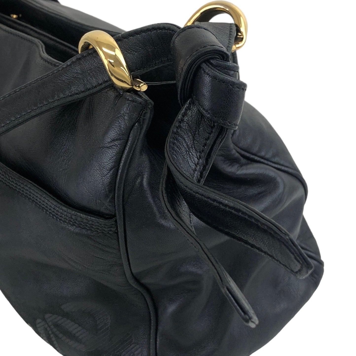 LOEWE Anagram Leather Shoulder bag Black Vintage dghip7