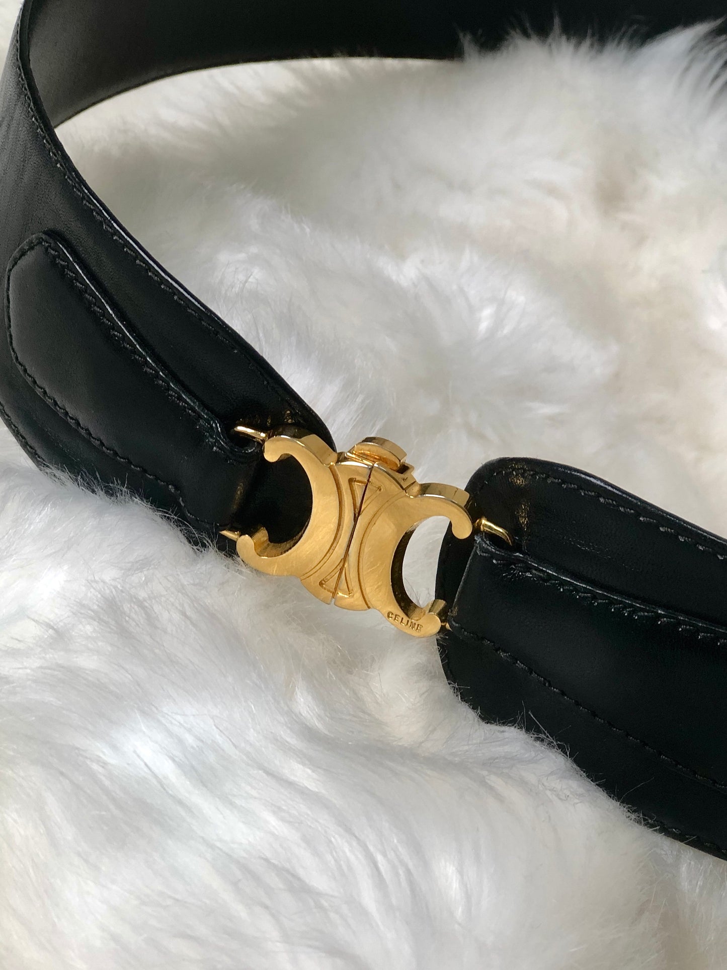 CELINE Triomphe Belt Black Vintage fvi2pj