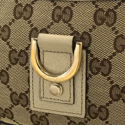 GUCCI GG Canvas Abbey Canvas Leather Handbag Hobobag Beige Vintage 4sabsd