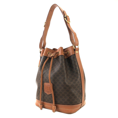 CELINE Macadam Blason  PVC Leather Drawstring Shoulder bag Brown Vintage 3z2thj