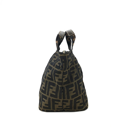 FENDI Zucca Logo Motif Jacquard Handbag Brown Vintage bczppj