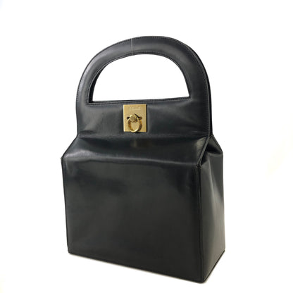 CELINE Gancini Leather Handbag Black Vintage irru2k
