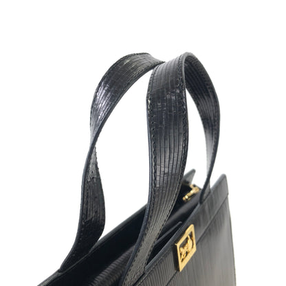 CELINE Horse carriage Leather Handbag Crossbody Shoulder bag Black Vintage 2urg2x