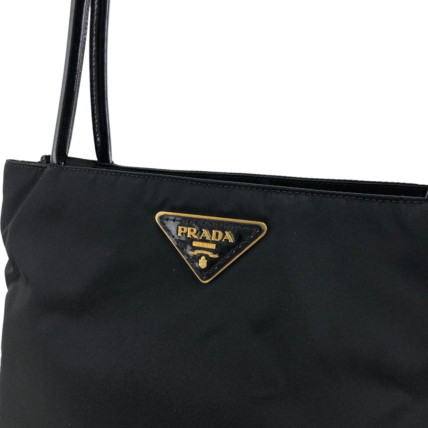 PRADA Triangle Logo Nylon Handbag Black Vintage ycb8if