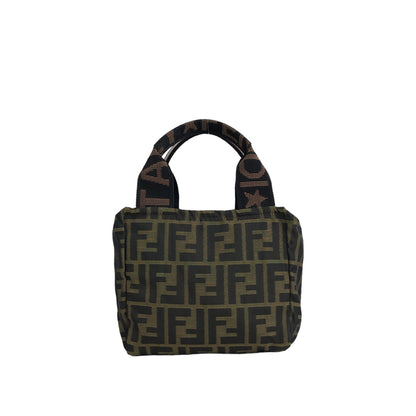 FENDI Zucca Canvas Leather Small Handbag Brown Vintage 2timjk