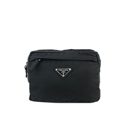 PRADA Triangle Logo Nylon Belt Bag Sling Bag Black Vintage jwamw5