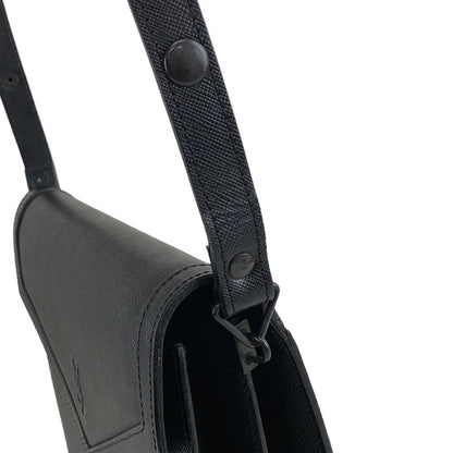 Yves Saint Laurent YSL Logo Leather Two-way Handbag Shoulder bag Black Vintage ffwsya