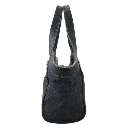 LOEWE Anagram 全圖案織物皮革手提包托特包黑色復古 f4cjh3 