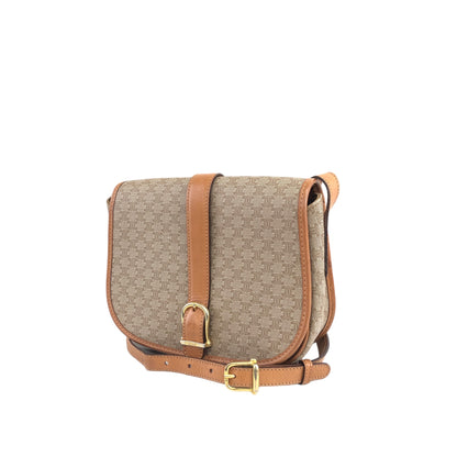 CELINE Macadam Front Buckle Shoulder bag Beige Vintage tvsj7h