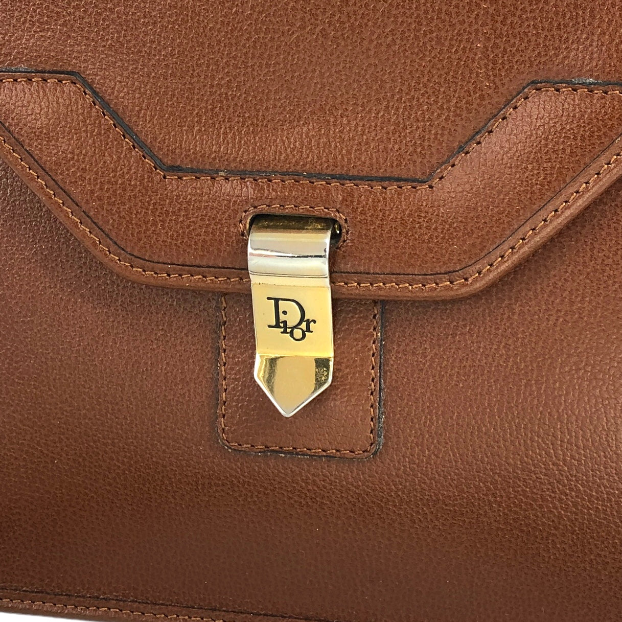 Christian Dior Logo Leather Shoulder bag Brown Vintage ce3skg