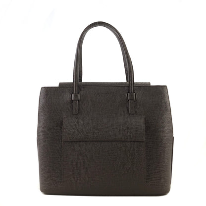 LOEWE Logo Motif Embossed Leather Handbag Brown Vintage k3v6eu