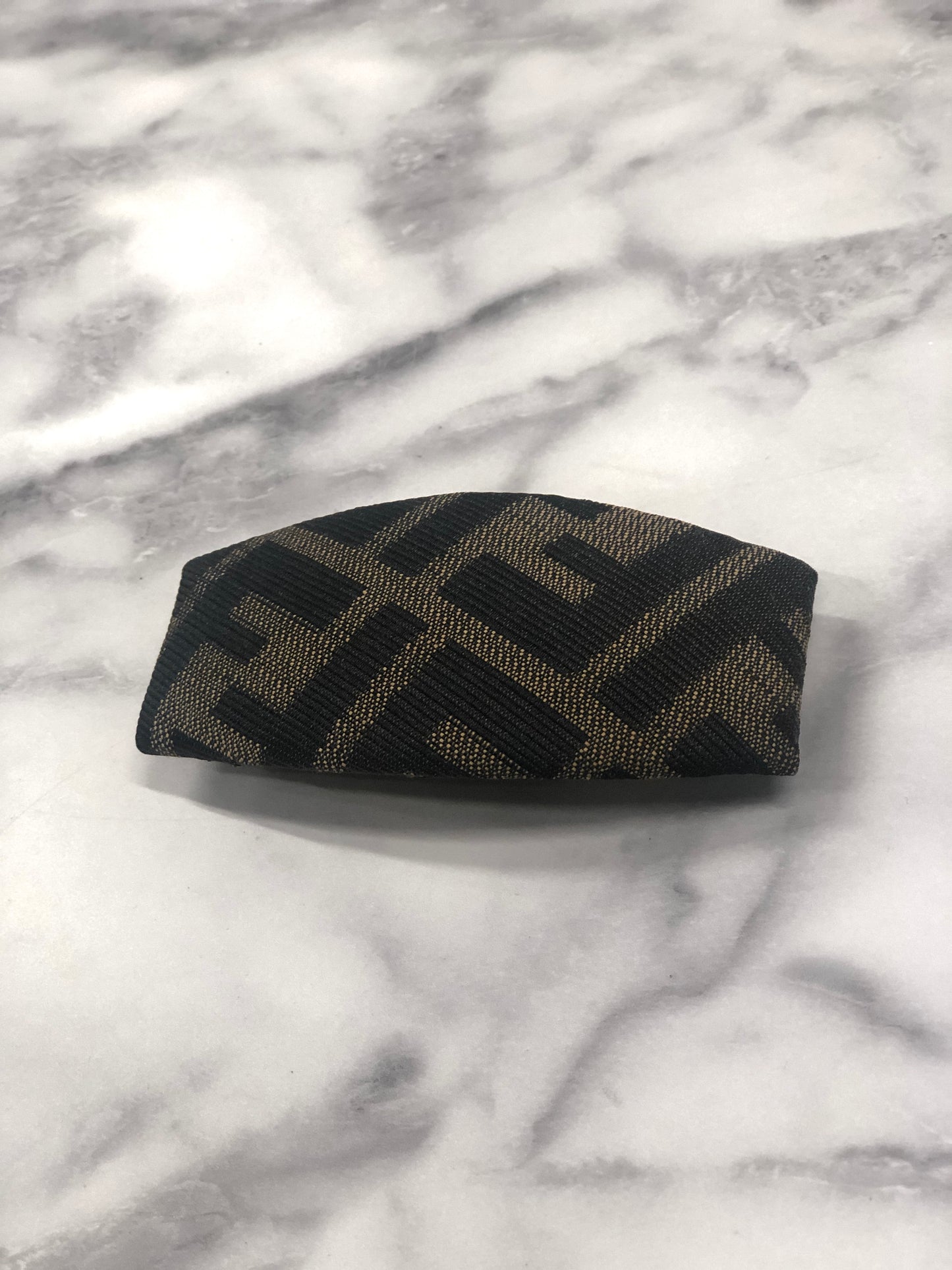 FENDI Zucca Jacquard barrette Brown Vintage w4xd3d