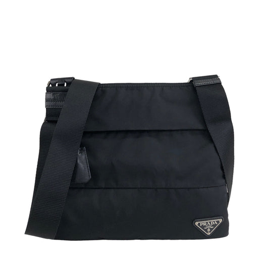 PRADA Triangle Logo Nylon Shoulder bag Black Vintage wsgkmh