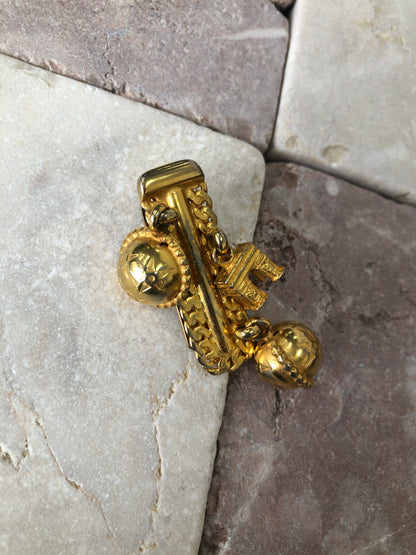 CELINE Starball Arc de Triomphe Charm Money Clip Gold Vintage yufikc