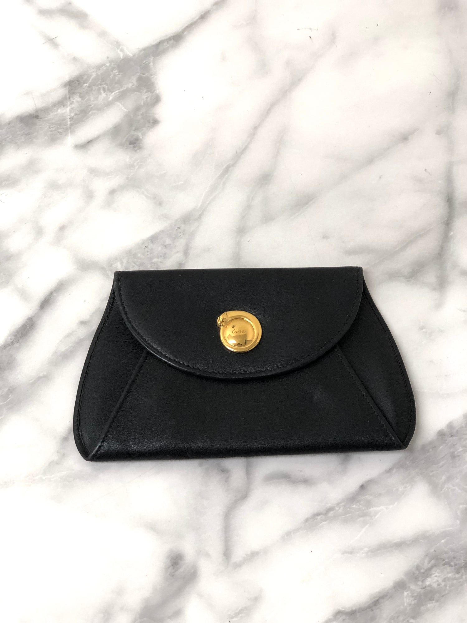 Cartier Leather Coin Purse Black Vintage xiyugj