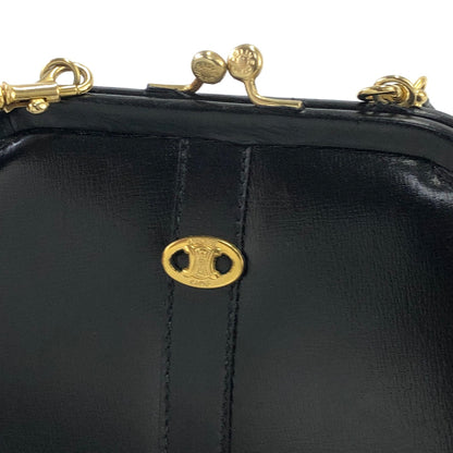 CELINE Triomphe Logo Motif Leather Shoulder bag Black Vintage tara68
