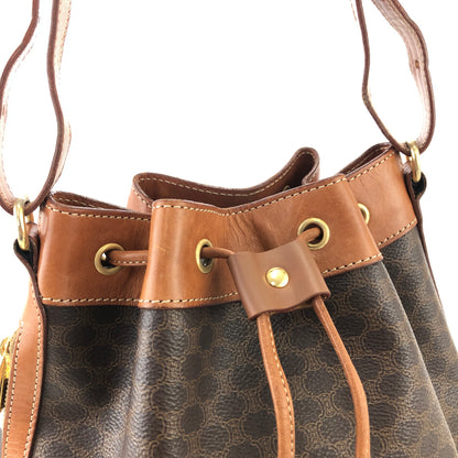 CELINE Macadam Blason  PVC Leather Drawstring Shoulder bag Brown Vintage 3z2thj