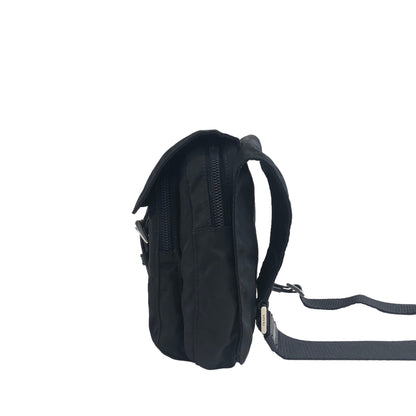 PRADA Triangle Logo Front Buckle Nylon Leather Shoulder bag Black Vintage sudtyj