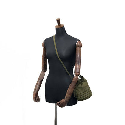 LOEWE Suede Drawstring Small Shoulder bag Olive Green Vintage trajxn