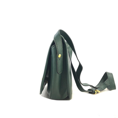 CELINE Gancini Flap Leather Shoulder bag Green Vintage mtmid2