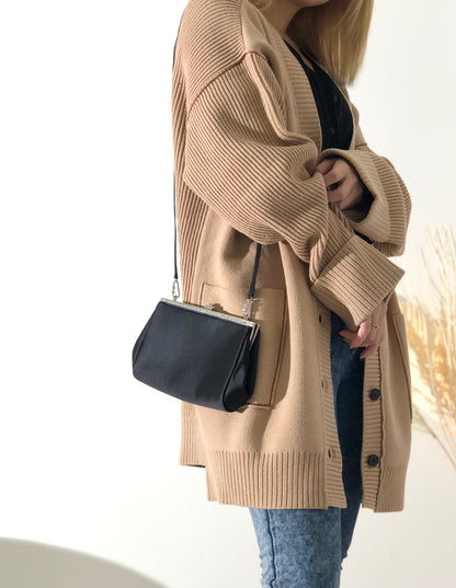 GUCCI Rhinestone Satin clasp Shoulder bag Black Vintage xcuw5e