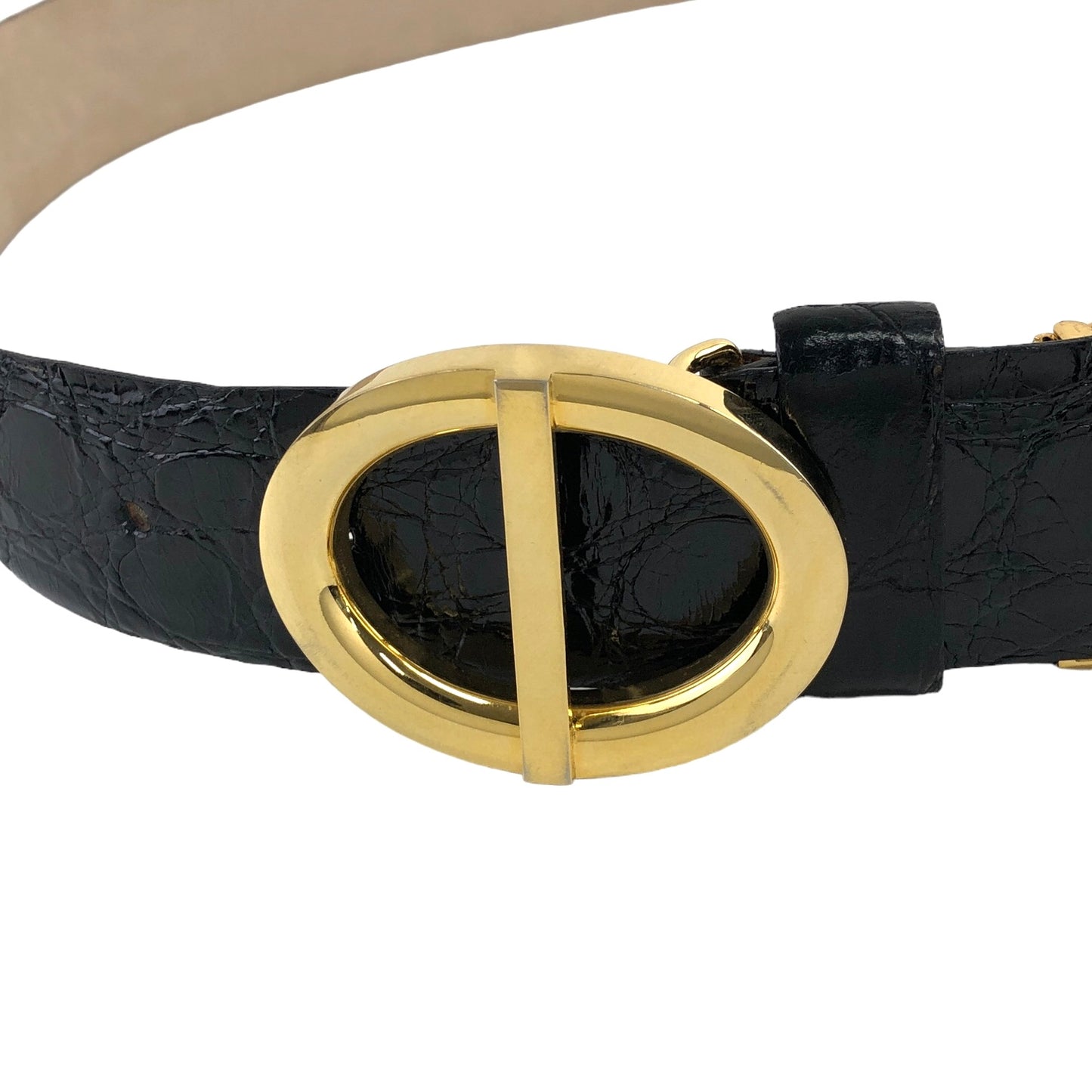 Christian Dior Buckle Leather Belt Black,Gold Vintage 3yfefk