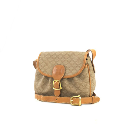 CELINE Macadam Blason Leather Shoulder bag Beige Vintage 78bcka