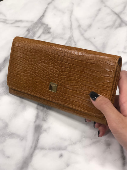 CELINE 標誌圖案皮革長皮夾 棕色 復古 45j62z 