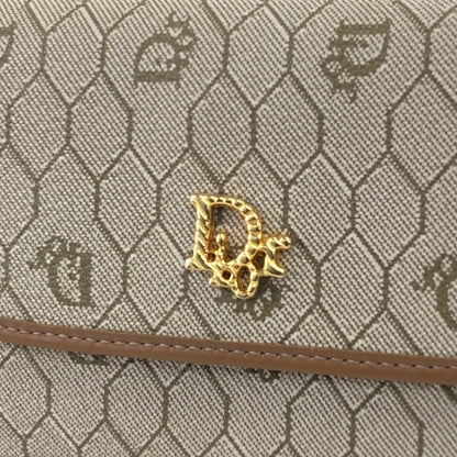 Christian Dior 蜂巢紋 PVC 皮革鏈條單肩包 米色復古 kcpzag 