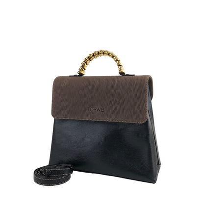 LOEWE Velazquez 金屬手柄皮革兩用手提包 單肩包 黑色,棕色 復古 zpbizw