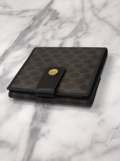 CELINE Macadam Leather Folded Wallet Brown Vintage iusmee