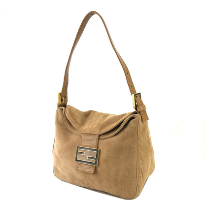 FENDI Mamma Baguette Suede Leather Shoulder bag Hobobag Beige Vintage 5k8avr