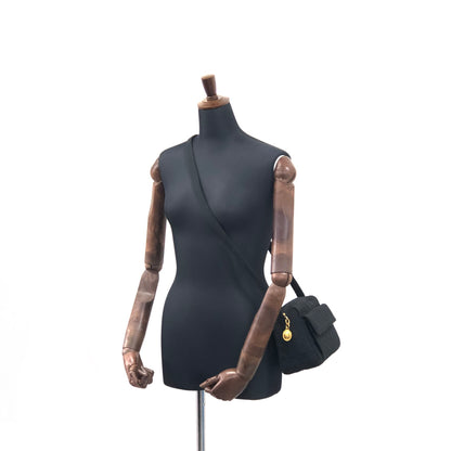 Christian Dior Cannage Logo Motif Charm Nylon Shoulder bag Black Vintage e7e3wt