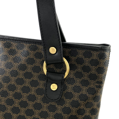 CELINE Macadam Leather Handbag Black Vintage a2psx4