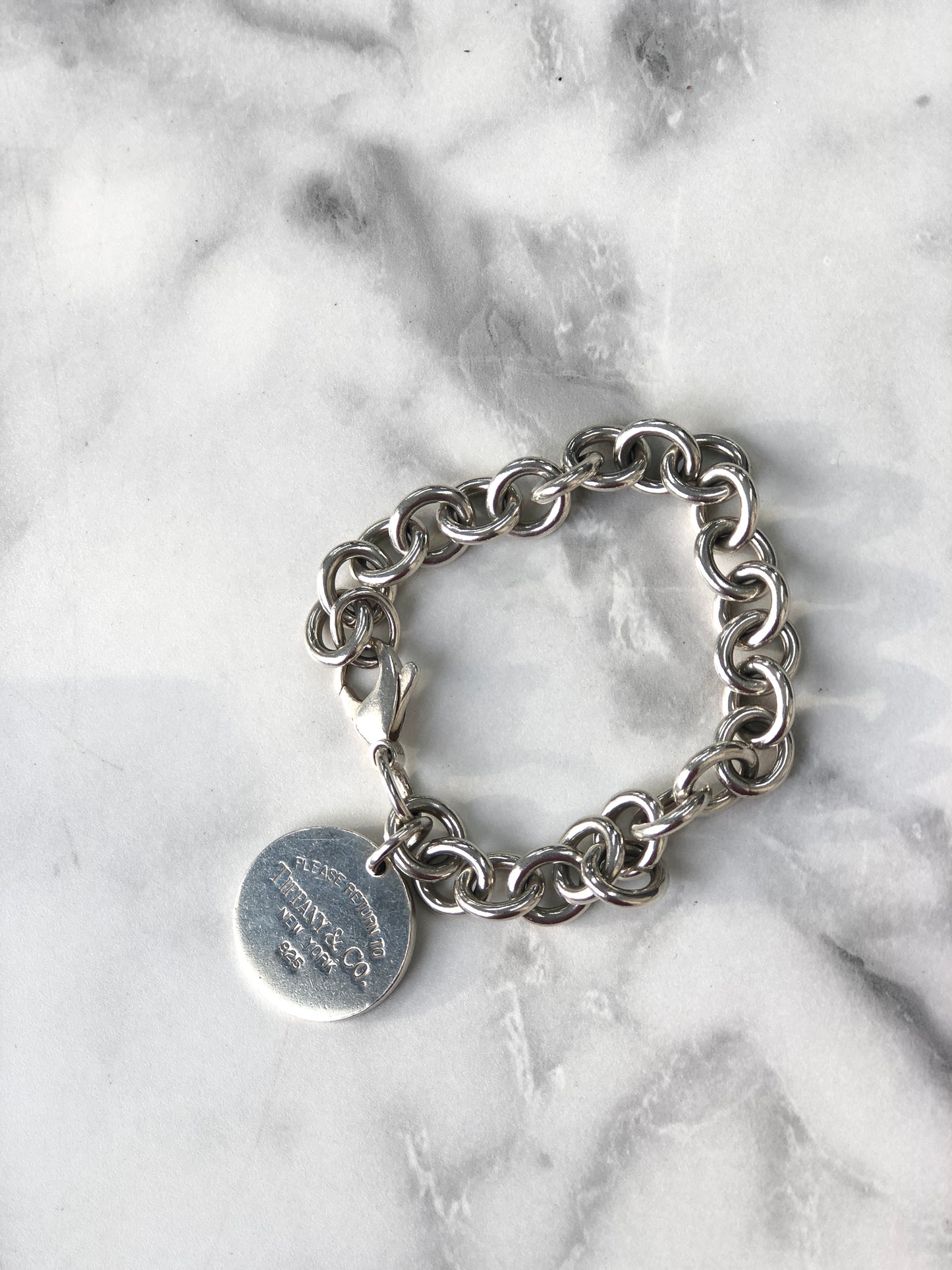 Tiffany & Co. Round Tag 925 Silver Bracelet Silver Vintage xzhunx