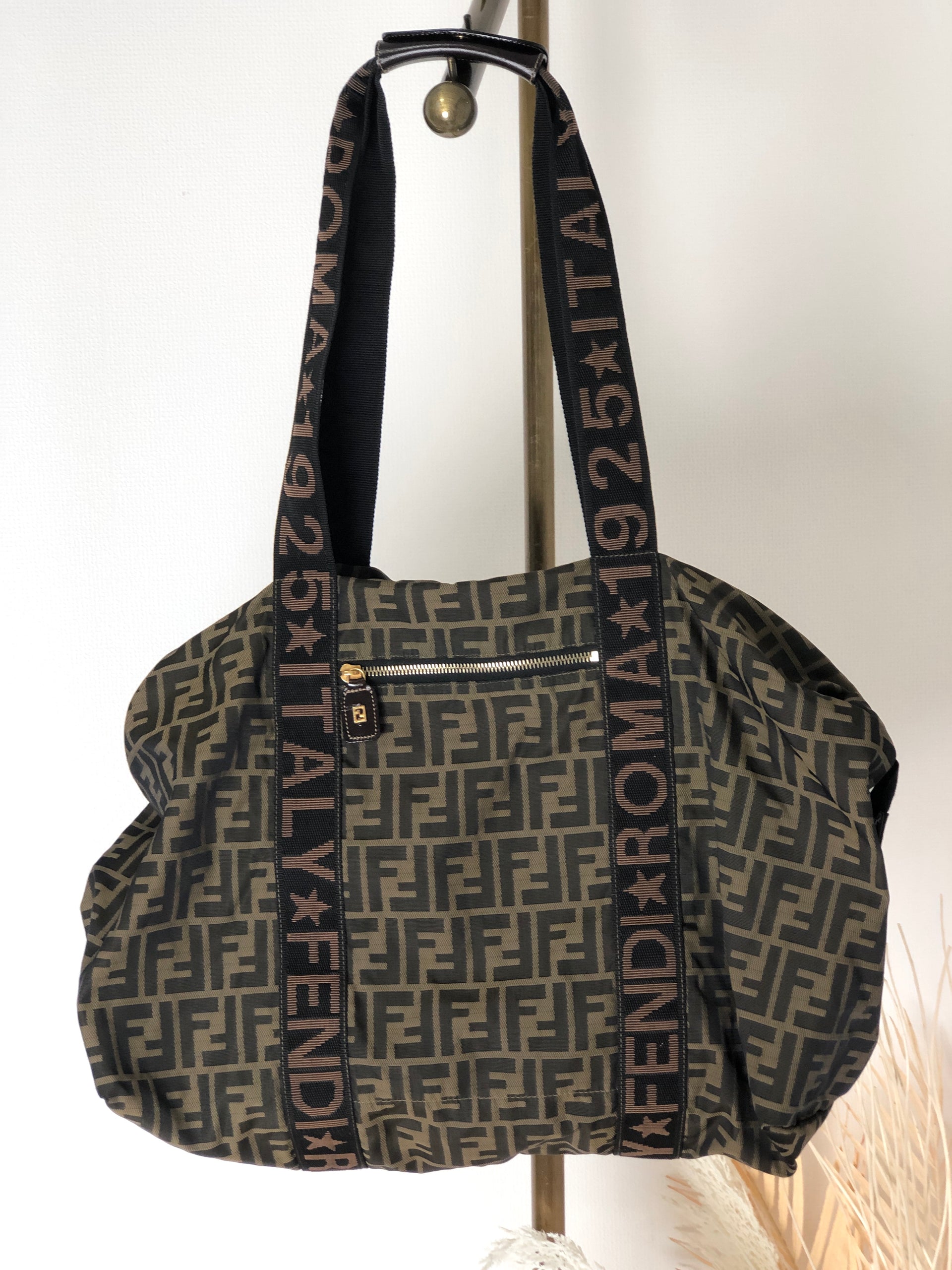 Fendi Zucca Tote Bag with Monogram Canvas Pouch
