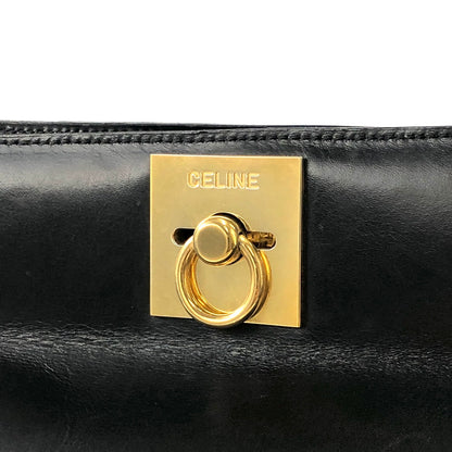 CELINE Gancini Leather Handbag Black Vintage irru2k