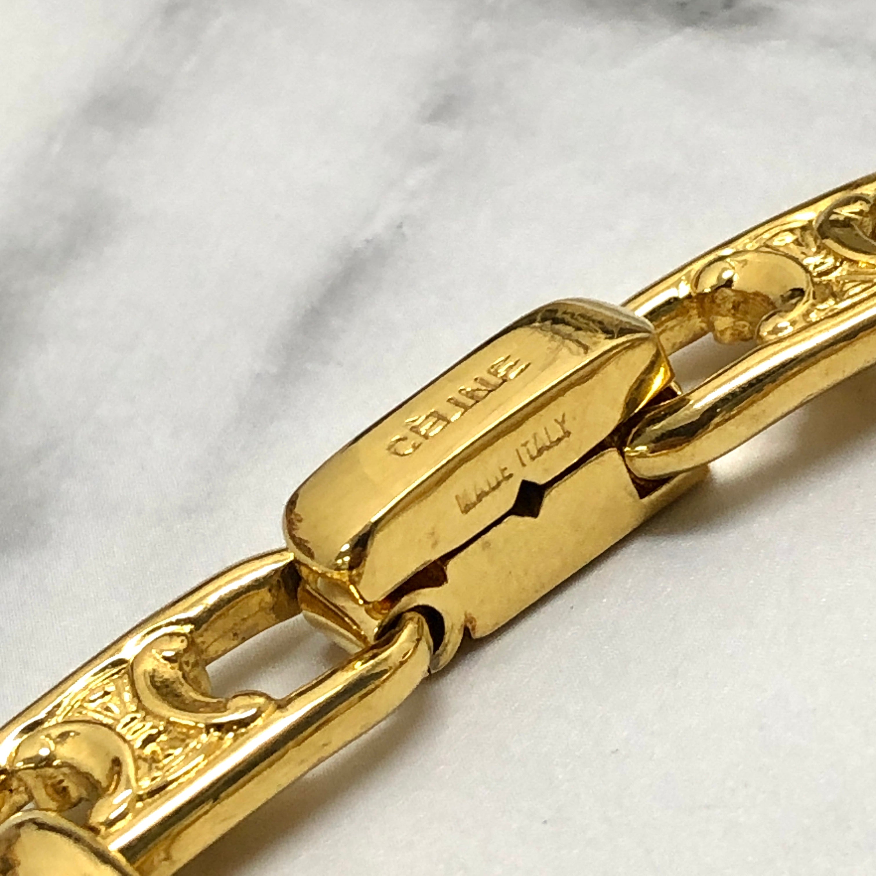 CELINE Triomphe Bracelet Gold Vintage njkyfh