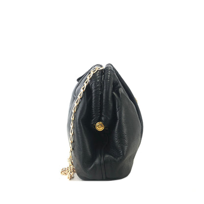 CELINE 標誌鏈條皮革雙向斜背包單肩包手拿包黑色復古 tgzbsb 