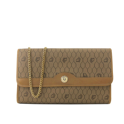 Christian Dior Honeycomb Pattern Chain Crossbody Shoulder bag Beige Vintage ntuik3