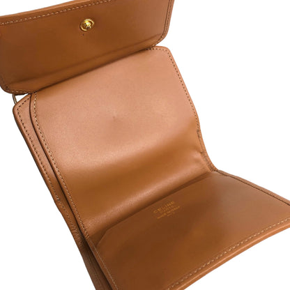 CELINE Macadam Blason Metal Clasp Trifold Wallet Brown Vintage jcbywy