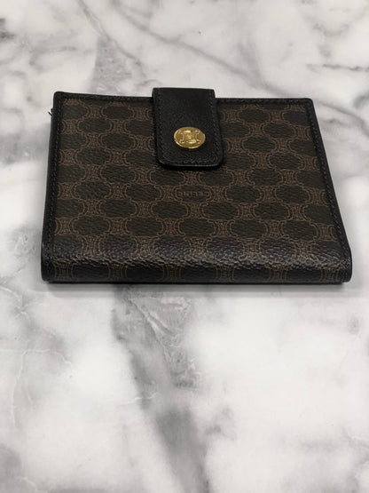 CELINE Macadam Leather Folded Wallet Brown Vintage iusmee