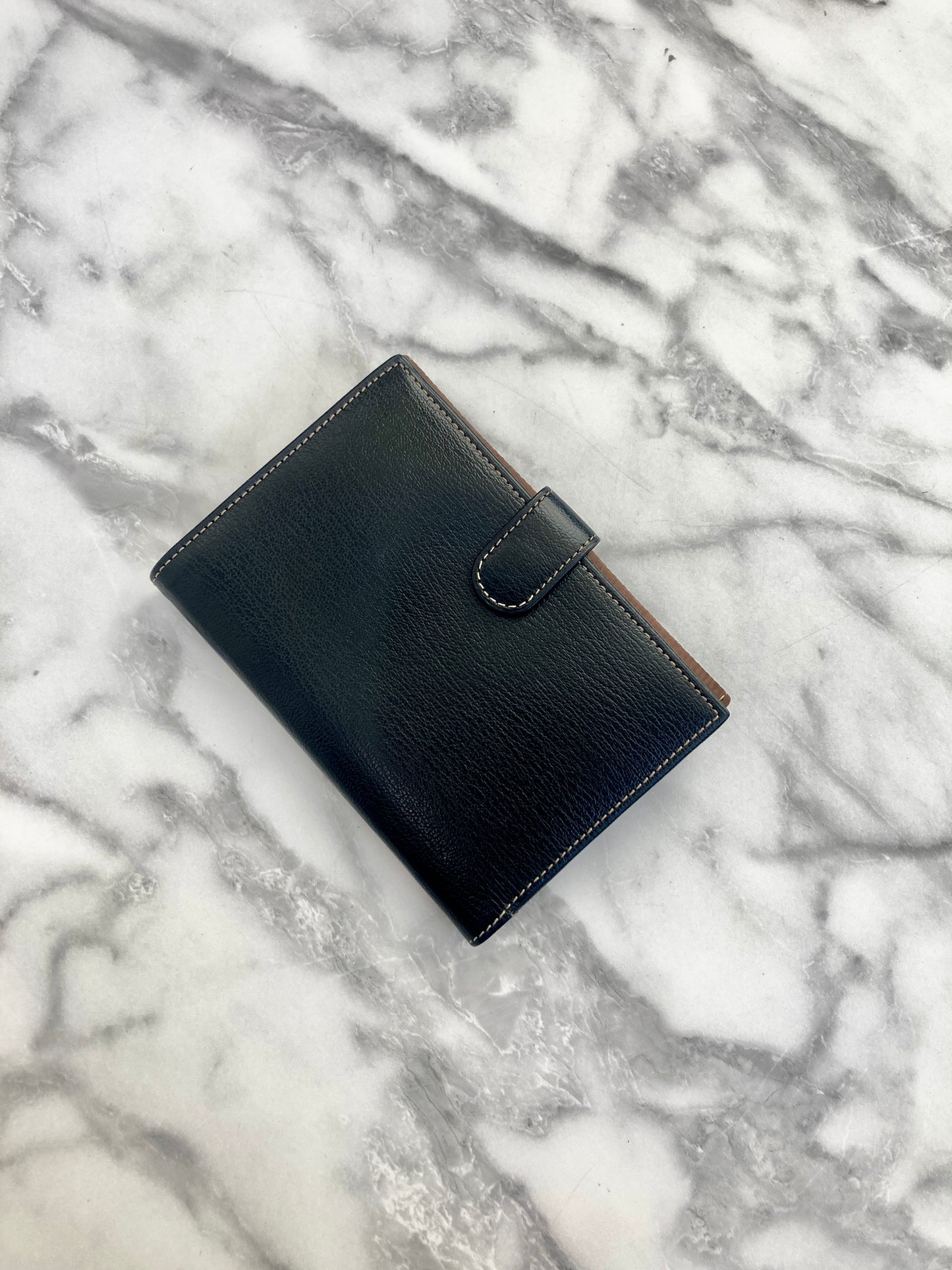 LOEWE Velazquez Leather Folded Wallet Black Brown Vintage z2dfbj