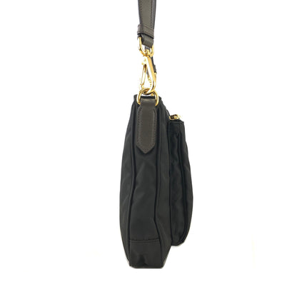 PRADA Logo Nylon Saffiano Leather Crossbody Shoulder bag Black Vintage eu2jv5