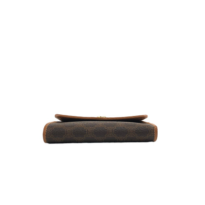 CELINE Macadam Blason Metal Clasp Trifold Wallet Brown Vintage jcbywy