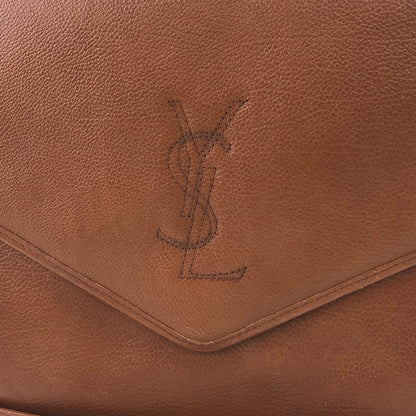 Yves Saint Laurent YSL Logo Leather Shoulder bag Brown Vintage agjzhw